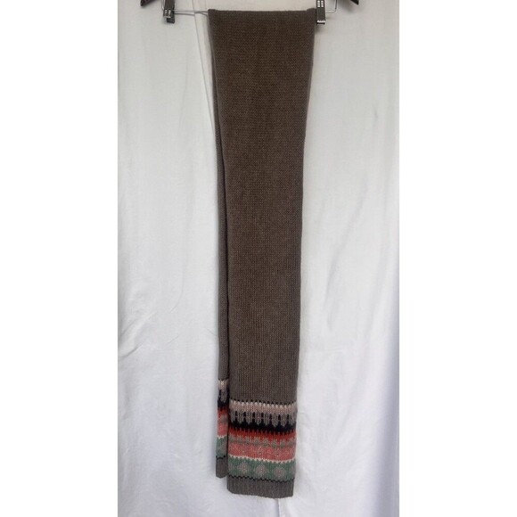Boden Scarf Knit Brown Red Fair Isle Mohair Wool Blend Warm One Size - Picture 3 of 5